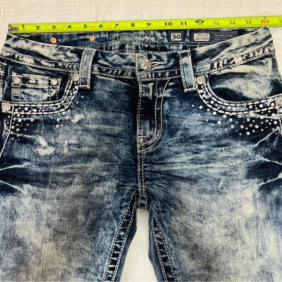 Miss Me Embellished Signature Ankle Skinny Jeans Acid Wash Mid Rise Size 30 Y2K - Picture 14 of 16